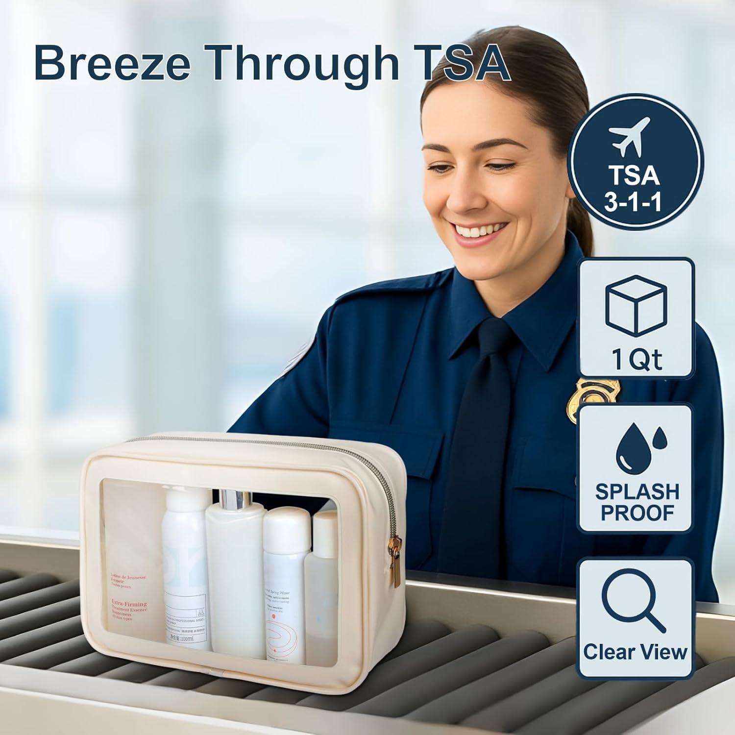 PACKISM TSA Approved Toiletry Bag - Upgrade Color-Edged Clear Makeup Bags, Clear Toiletry Bags For Traveling Fits Various Storage Needs