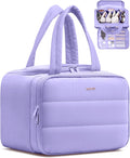 HOTOR Travel Toiletry Bag - Wide-Open Toiletry Bag for Women, Multi-Pocket Makeup Bag for Travel Essentials, Wet & Dry Separation Travel Accessories for Trip, Gym, 11.4" x 5.9" x 8.3", Purple