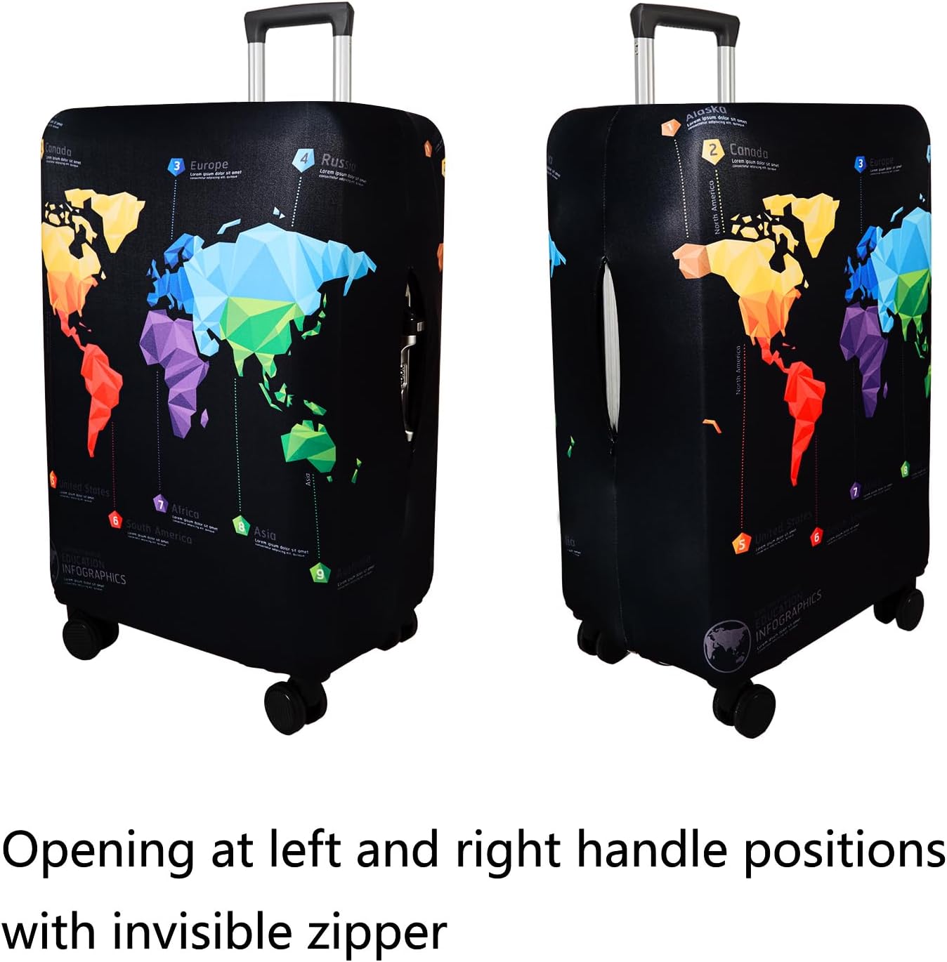 WUJIAONIAO Travel Luggage Cover Baggage Suitcase Protector Fit for 18-32 Inch Luggage (L (for 25-28 inch luggage), map)