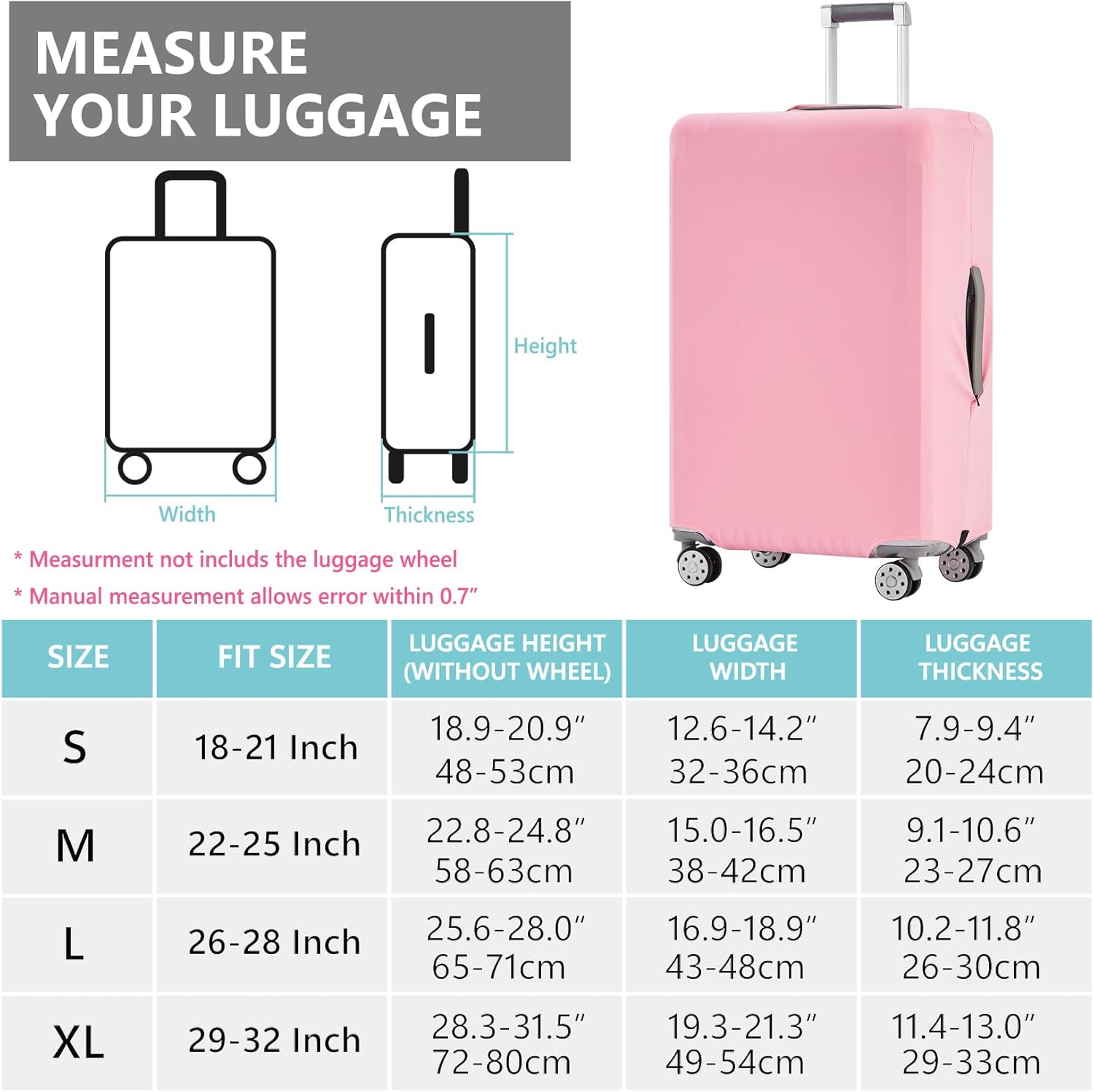 Travelkin Luggage Covers For Suitcase Tsa Approved,Suitcase Cover Protector Fit 18-32 Inch Luggage