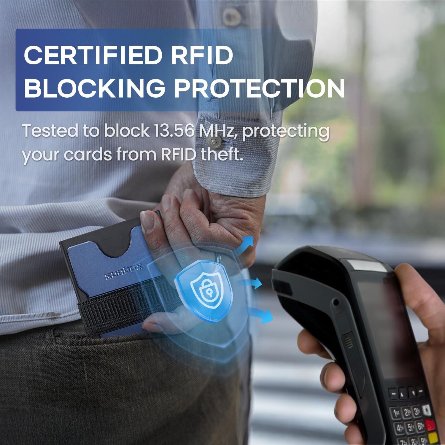 Mens Business Card Holder, Slim Card Wallet for Men and Women, Minimalist RFID Blocking Wallet with Pop-Up Function, Thin Design, Metal Cases Holds 6+6 Cards, Gifts for Men, Men's Accessories