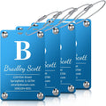 4 Pack Personalized Luggage Tags for Suitcases, Handmade Engraved Stainless Steel Custom Luggage Tags for Cruise Travel with Stainless Loop, Suitcase Identifier Metal Name Baggage Tag