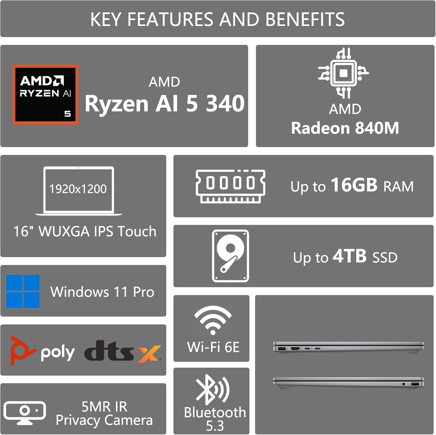 HP OmniBook X Flip Copilot+ AI PC 2-in-1 Laptop | 16" WUXGA Touch (400nits) | AMD 6-core Ryzen AI 5 340 (Up to 50 Tops) | 16GB DDR5 2TB SSD | Backlit 5MP IR Privacy Camera Win11Pro w/DLCA Accessory
