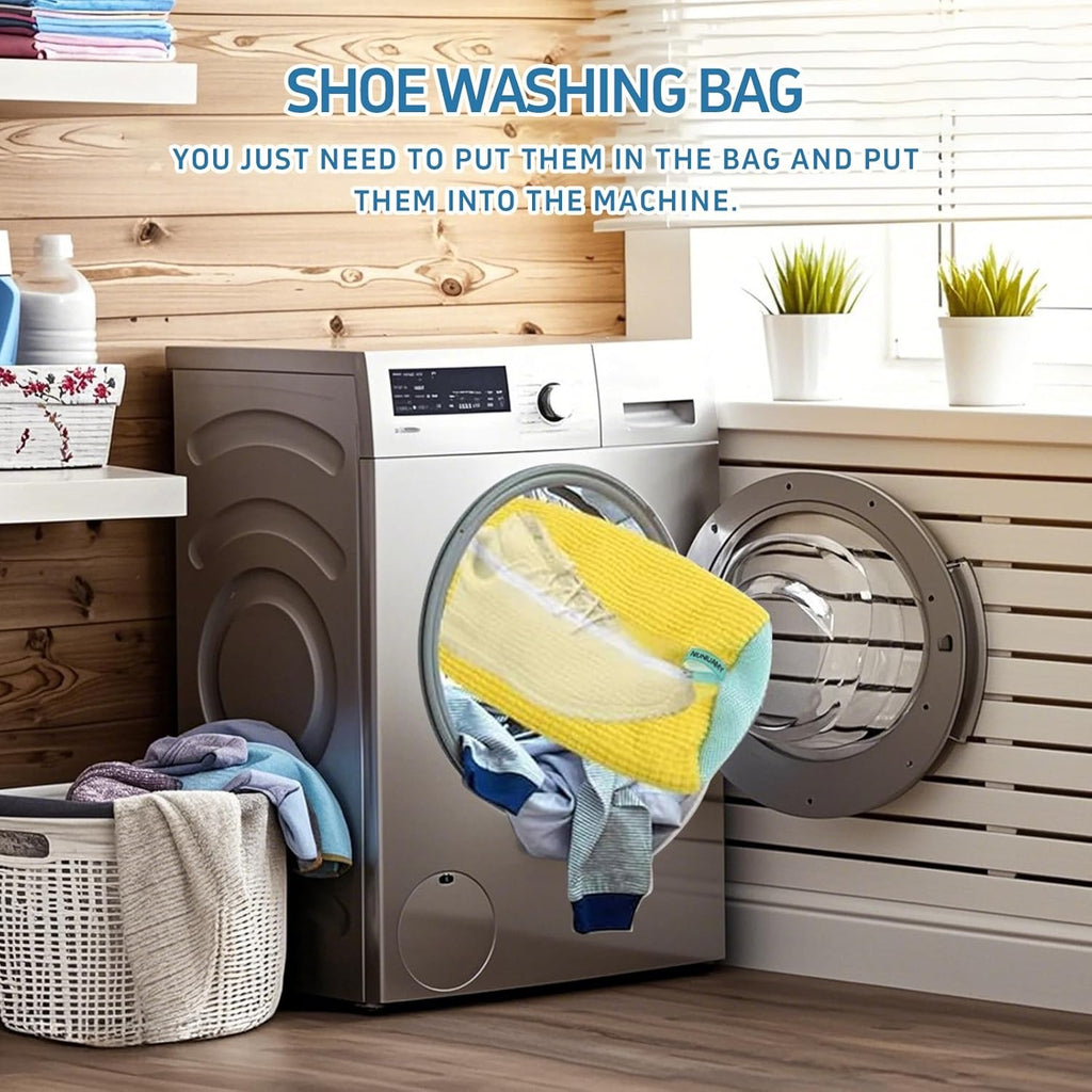 Shoe washing machine bag,Sneaker Laundry Bag for Shoes, Reusable and Durable Shoe Laundry Bag for Washer and Dryer,Suitable for cleaning shoes, gym, tennis, basketball, shoe storage (Yellow -2 pieces)
