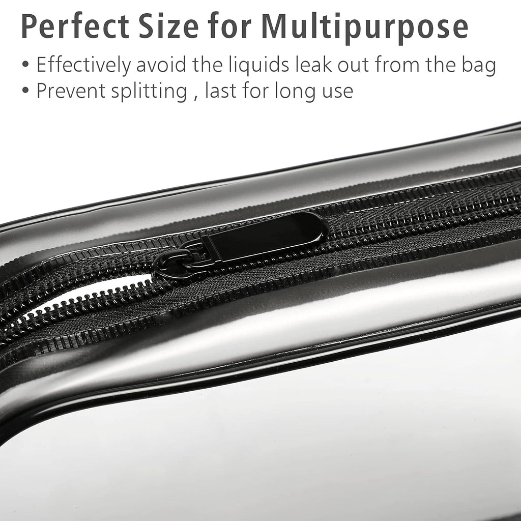 PACKISM Clear Toiletry Bag - 3 Pack TSA Approved Toiletry Bag Quart Size Bag, Travel Makeup Cosmetic Bag for Women, Carry on Airport Airline Compliant Bag, Black