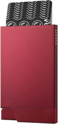 VULKIT Pop up Card Holder Minimalist Credit Card Holder RFID Blocking Slim Metal Card Case for Men or Women(Wine)