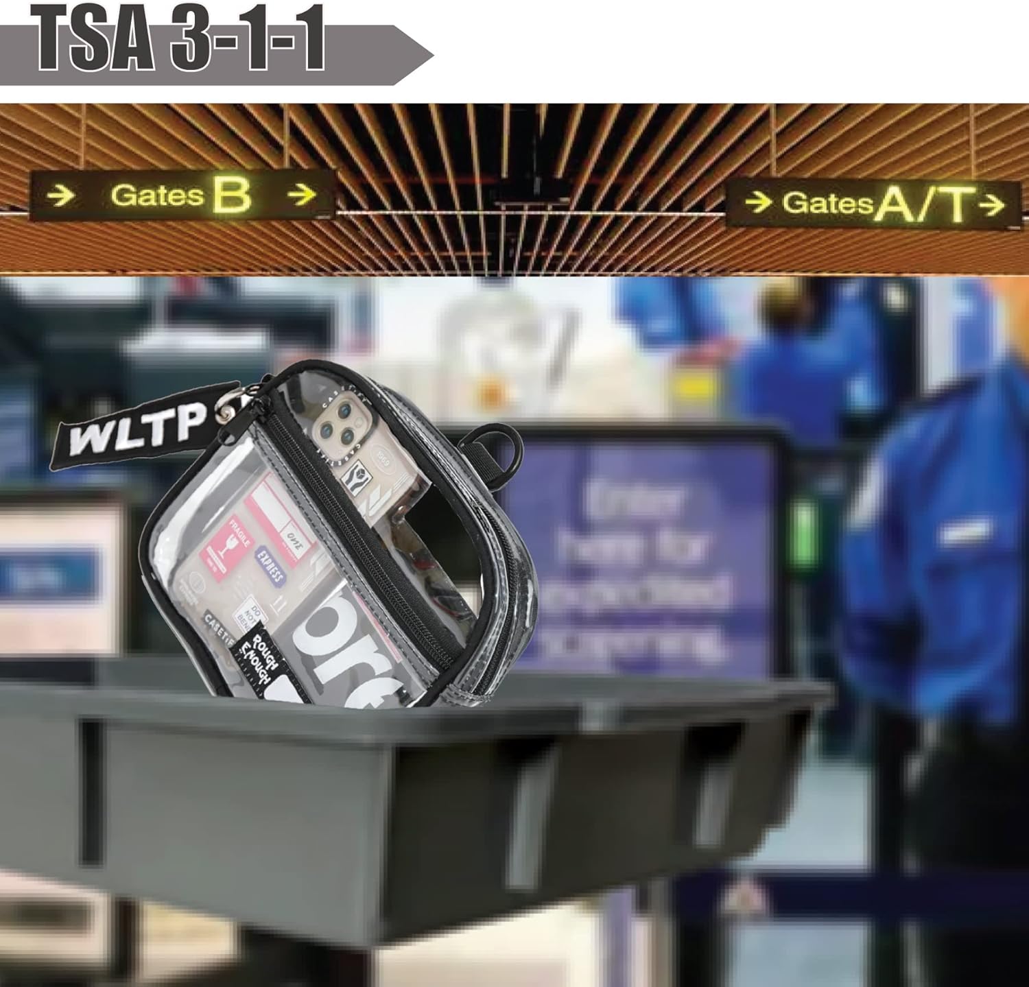 Rough Enough Clear Quart Size TSA Approved Toiletry Bag Small with Keychain for Travel Size Toiletries