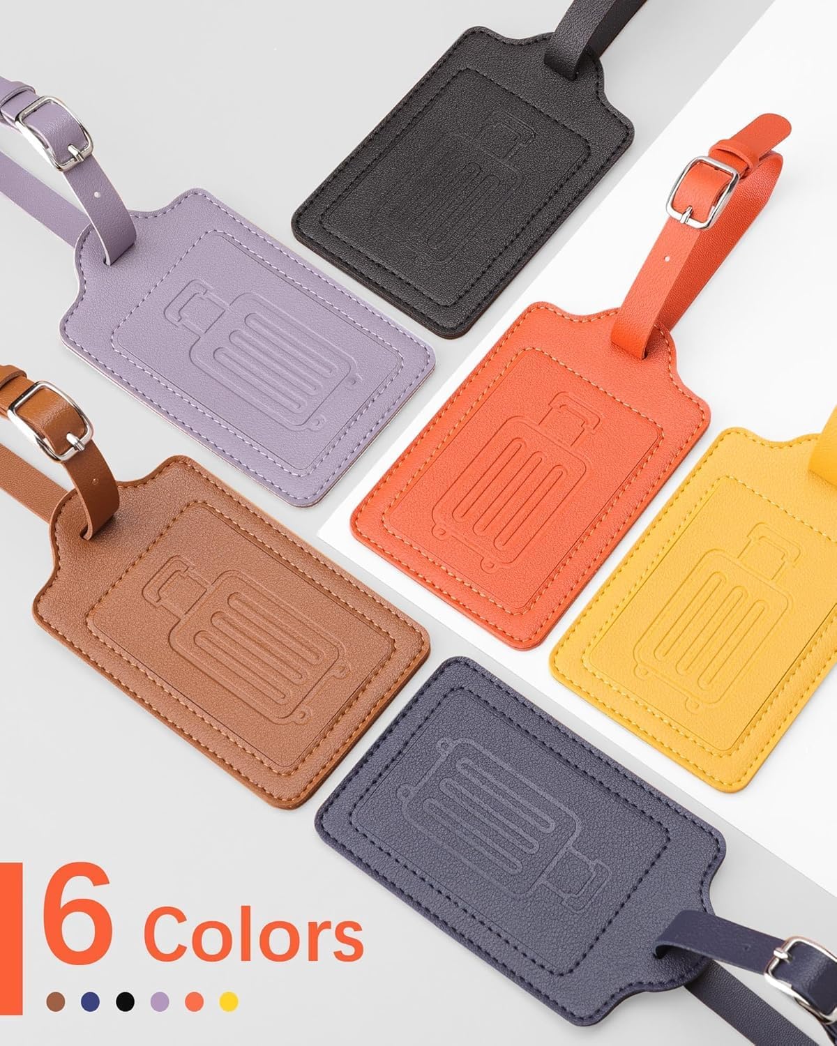 Teskyer Luggage Tags for Suitcases, TSA Approved with Privacy Protection Cover, Premium Faux Leather Bag Tags for Travel - 4 Pack, Yellow