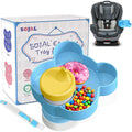 BlueOrigin Car Seat Snack Tray - Travel Tray for Kids Car Seat, Stroller, Booster and Anywhere with a Cup Holder, Toddler Road Trip Essentials Food Plate for Snacks, Toys, Entertainment (Blue)