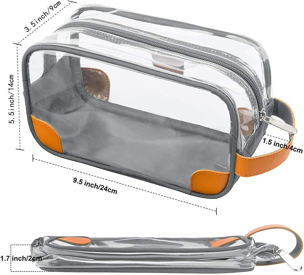 Lermende Toiletry Bag, Clear Shaving Dopp Kit for Men Travel Toiletry Bag with Hand Strap Unisex Bathroom Toiletries Organiser