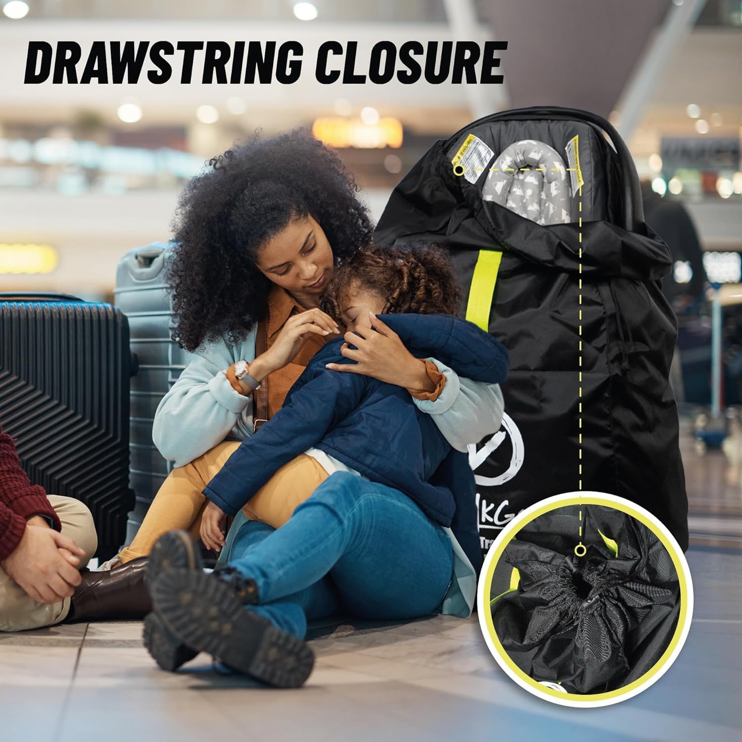 V VOLKGO Car Seat Travel Bag For Airplane with Padded Backpack Shoulder Straps, Gate Check Bag, Car Seat Bags for Air Travel Carseat Travel Cover, Carseat Travel Bag Cover for Airplane Travel