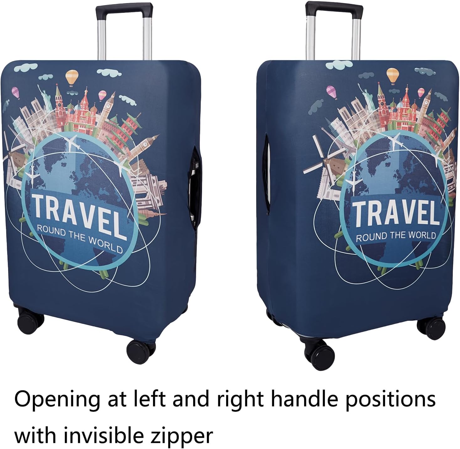 WUJIAONIAO Travel Luggage Cover Spandex Suitcase Protector Washable Baggage Covers (S (for 18-20 inch luggage), TRAVEL)
