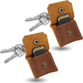 Jack&Chris Genuine Leather SD Card Holder Keychain, Anti-Shock Anti-Dust SD Card Case, Portable Camera Accessories for SD CF CFexpress Micro SD Nano SIM and Micro SIM Cards, Dark Brown 2 Packs
