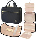 BAGAIL Hanging Toiletry Bag for Women Water-resistant Cosmetic Bag Large Capacity Travel Makeup Organizer for Full-Sized Travel Essentials(Classic+Jewelry Bag, Black)