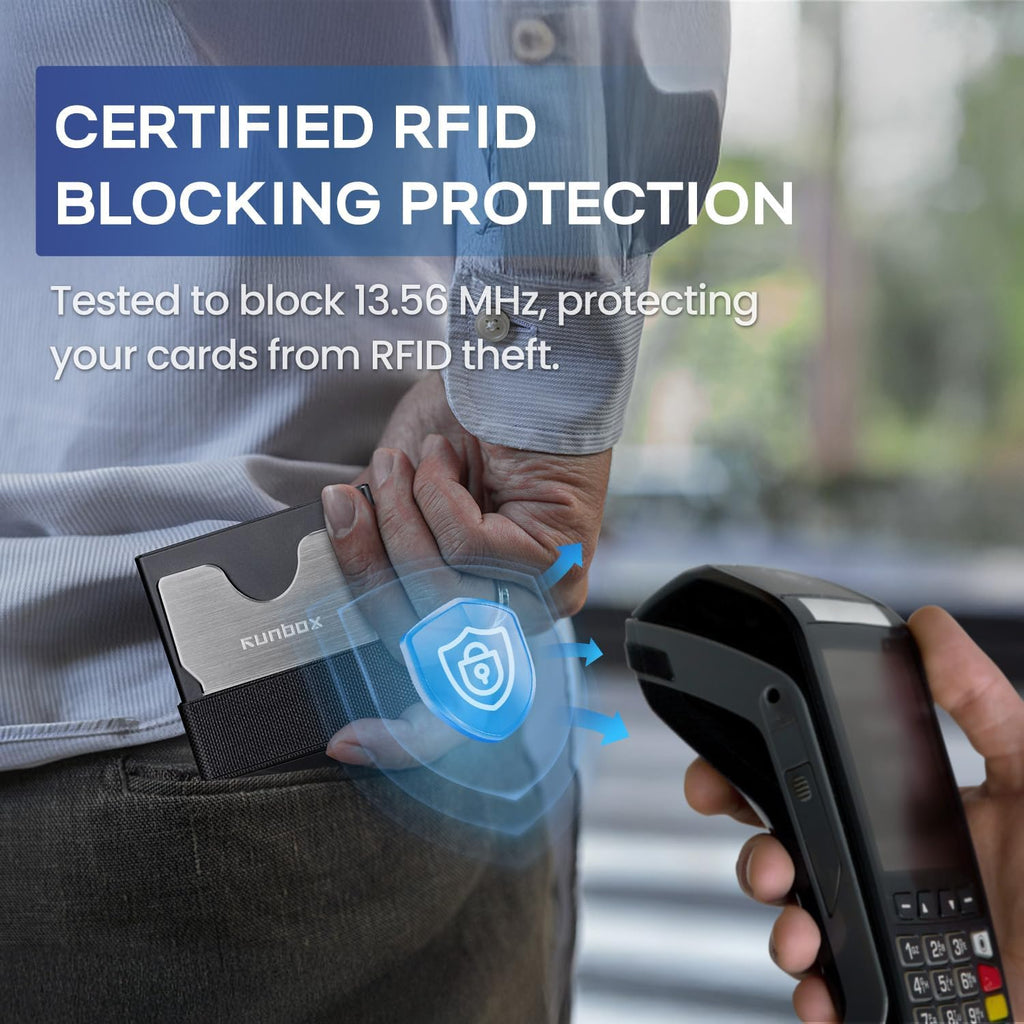 Mens Business Card Holder, Slim Card Wallet for Men and Women, Minimalist RFID Blocking Wallet with Pop-Up Function, Thin Design, Metal Cases Holds 6+6 Cards, Gifts for Men, Men's Accessories