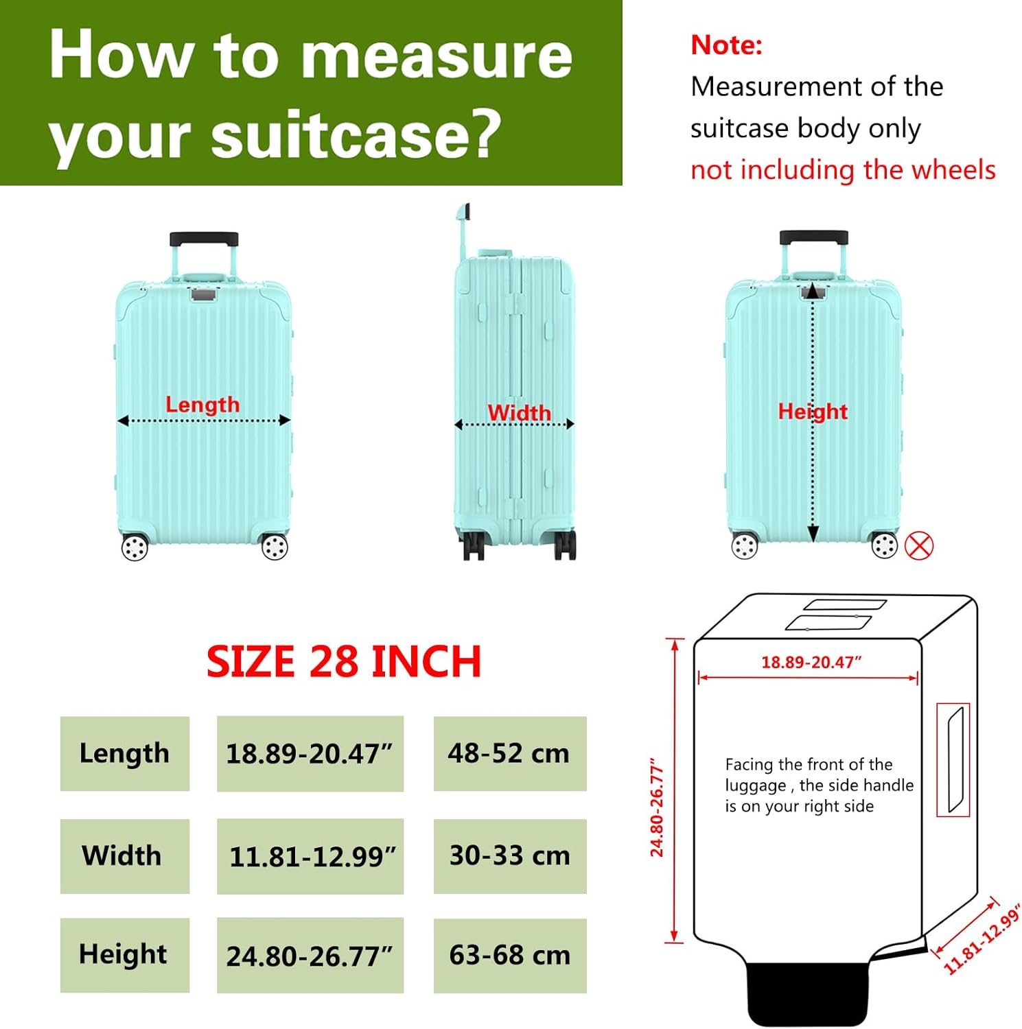 Suitcase Covers For Luggage, 28 Inch Clear PVC Luggage Covers Protector Full Thicken Transparent Waterproof Suitcase Sleeve With Large Velcro for 28" Wheeled Suitcases