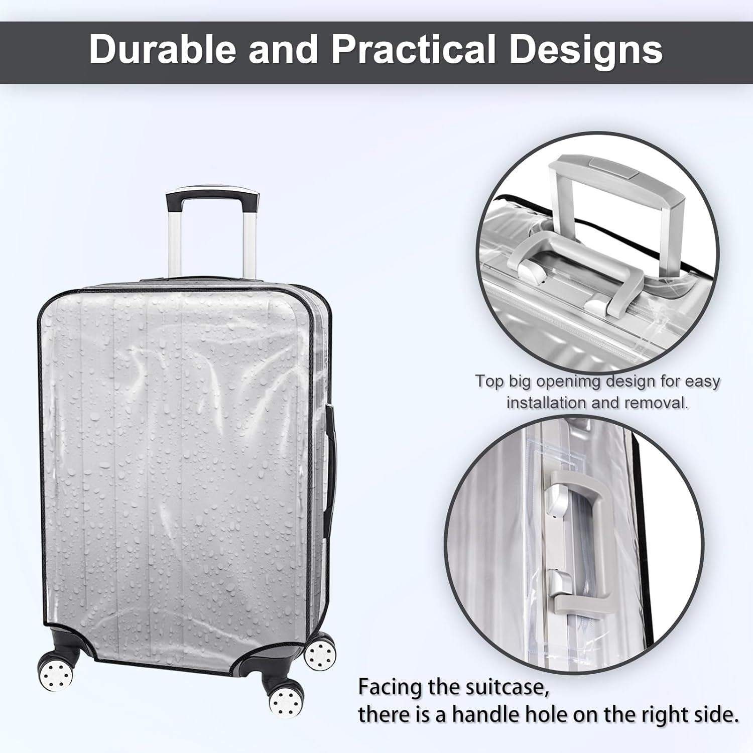 Suitcase Cover for 30" Luggage TSA Approved Clear PVC Thickened Protective Sleeve Waterproof Cover for Wheeled Luggage