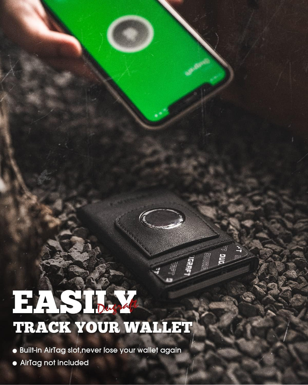 DUGRAFT Pop Up Wallet with AirTag Holder, RFID Blocking Air Tag Wallet with Money Clip Smart Credit Card Holder Wallet for Men(AirTag Not Included)