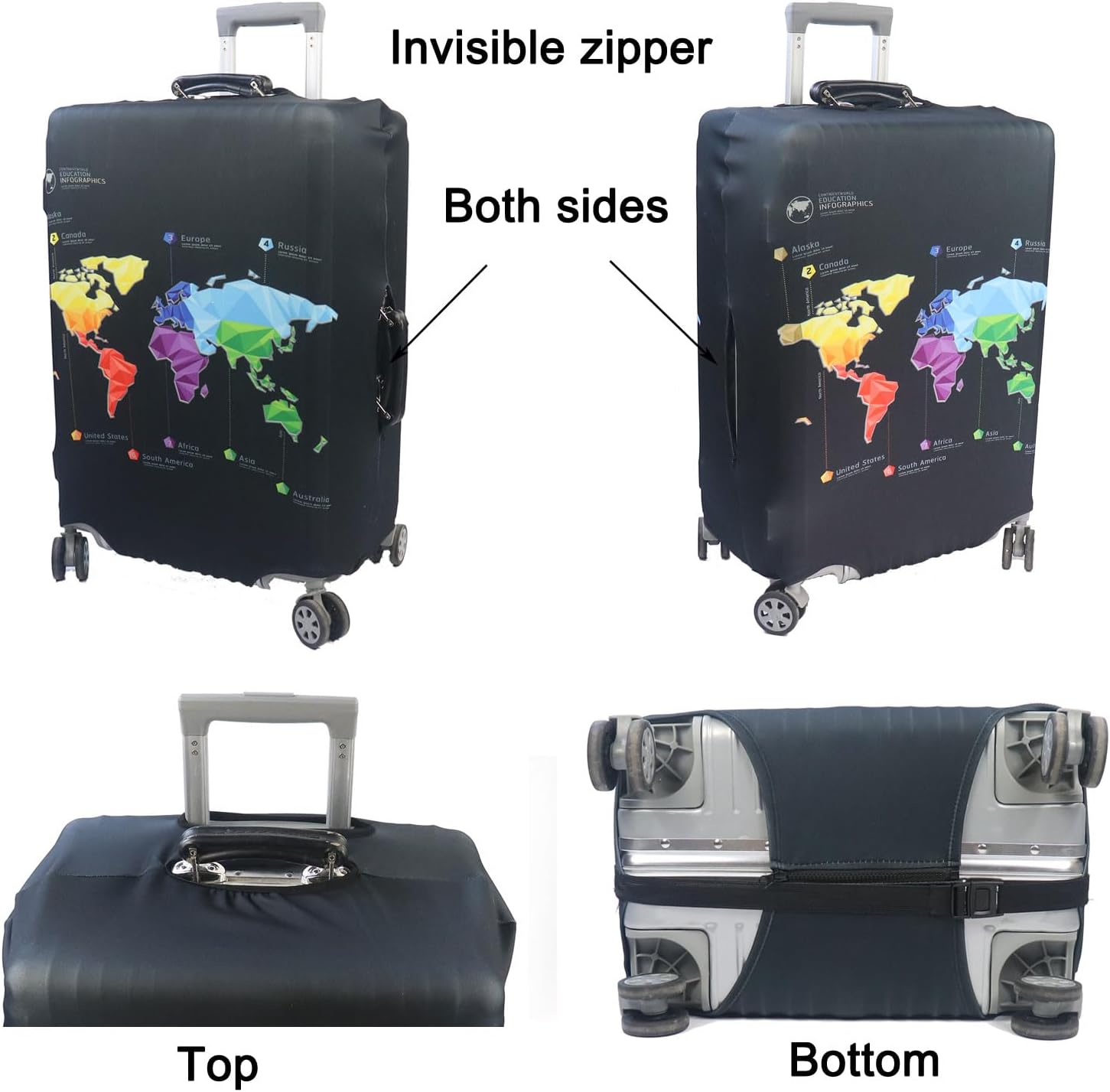 MosaiRudo Thicker Luggage Cover Elastic Suitcase Cover Protector Fits 18-32 Inch Suitcase Travel Accessories (Abstract Map, XL)