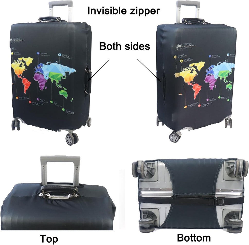 MosaiRudo Thicker Luggage Cover Elastic Suitcase Cover Protector Fits 18-32 Inch Suitcase Travel Accessories (Abstract Map, S)