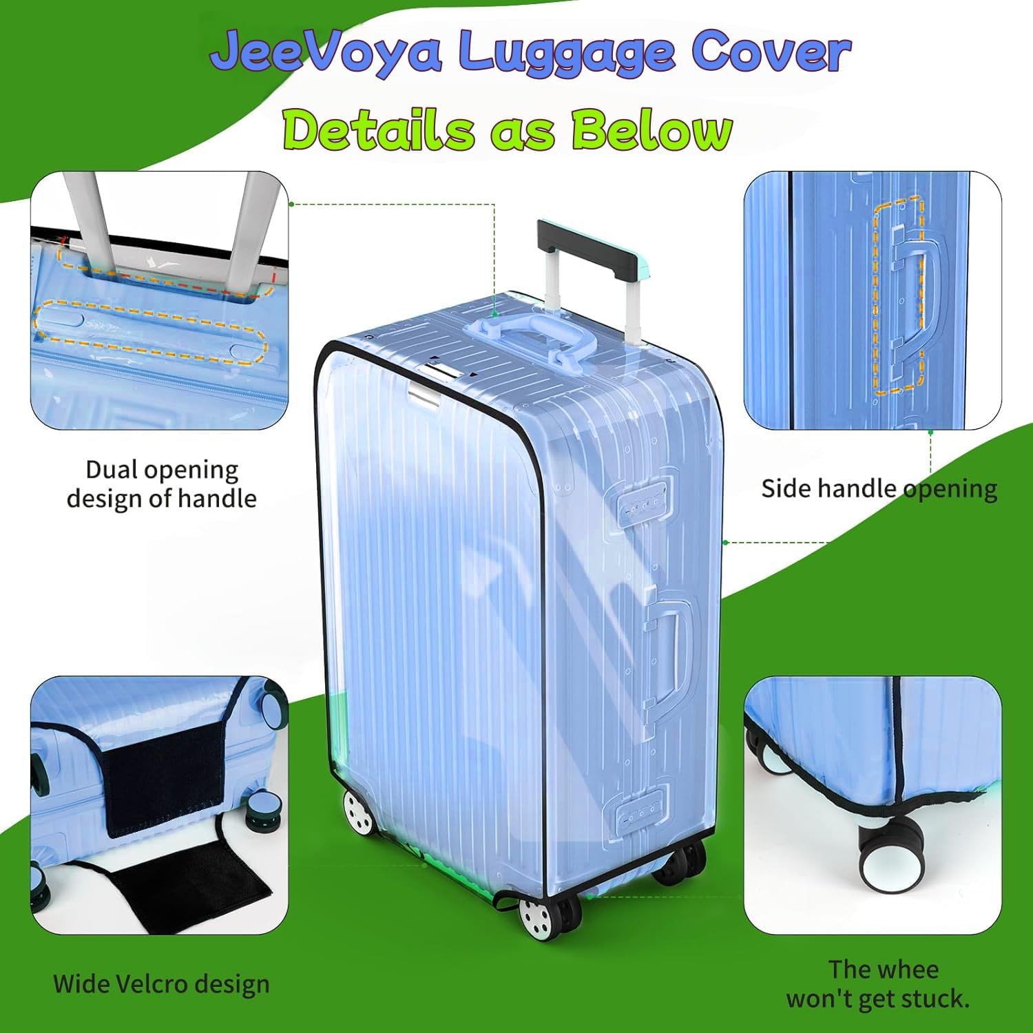 Luggage Cover Clear PVC Suitcase Covers for Luggage Thick Transparent Waterproof Suitcase Protector with Large for 20"/24"/28" inch