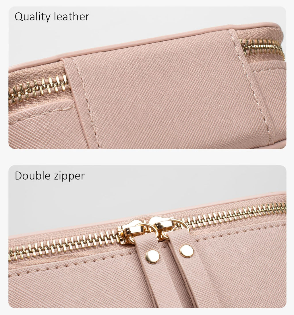 LETGO Clear Makeup Bags Set - TSA Approved Toiletry Bag with Handle Large Opening, Clear Toiletry Bags Case Pouch for Traveling Travel Car Orangizer Storage Essentials (Mini+Large Nude)