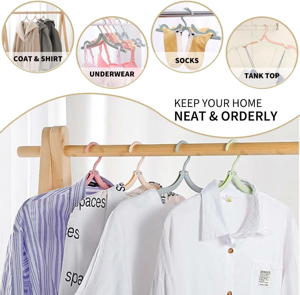 20 Pcs Foldable Travel Hangers - Portable Folding Collapsible Clothes Hangers Lightweight Travel Accessories Foldable Clothes Drying Rack Dorm Hanger for School Home with Clothesline