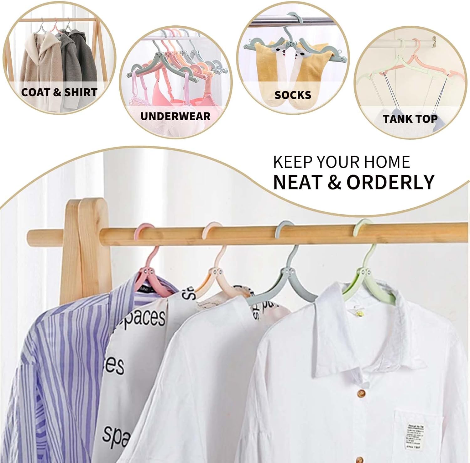 20 Pcs Foldable Travel Hangers - Portable Folding Collapsible Clothes Hangers Lightweight Travel Accessories Foldable Clothes Drying Rack Dorm Hanger for School Home with Clothesline