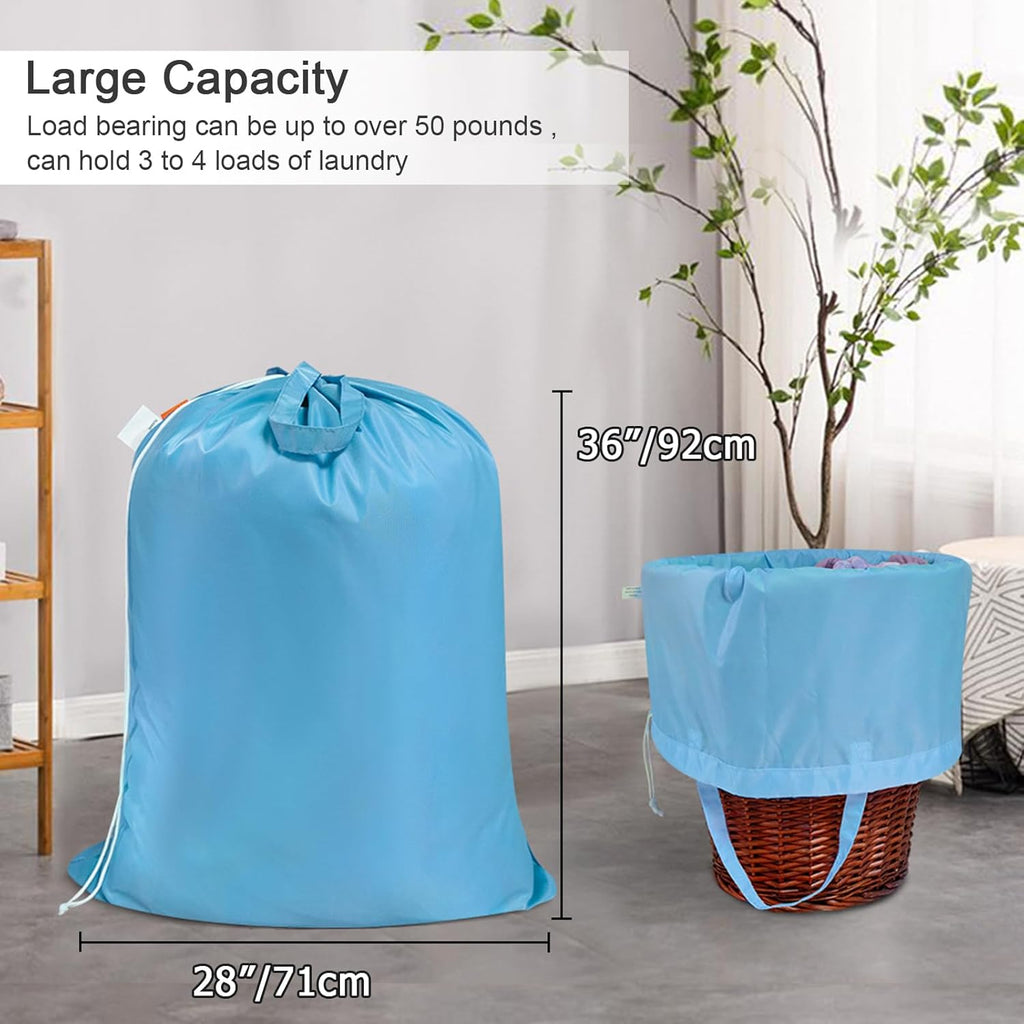 Polecasa Heavy Duty Large Laundry Bag with 130gsm Tear Resistant Fabric and Handles, Easy to Carry Durable Dirty Clothes Drawstring Bag, Perfect for College Dorm,Travel, 28”x36”,Gulf Blue