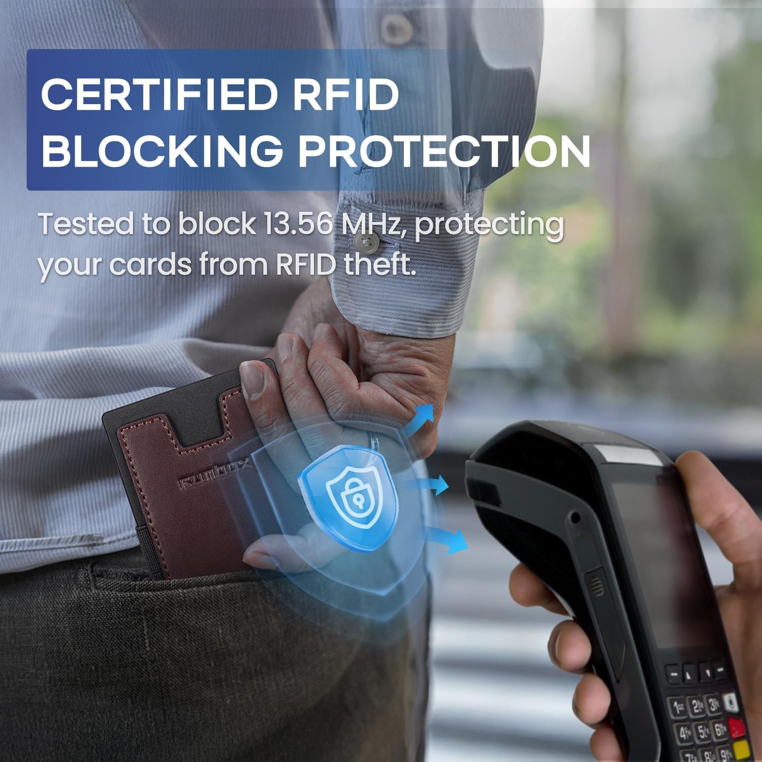 Mens Business Card Holder, Slim Card Wallet for Men and Women, Minimalist RFID Blocking Wallet with Pop-Up Function, Thin Design, Metal Cases Holds 6+6 Cards, Gifts for Men, Men's Accessories