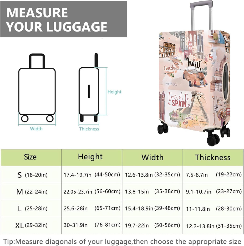 Travel Luggage Cover Suitcase Protector Fits 18-32 Inch Wheel Covers PatternedTravel Related Items Flower Luggage Protector Elastic L