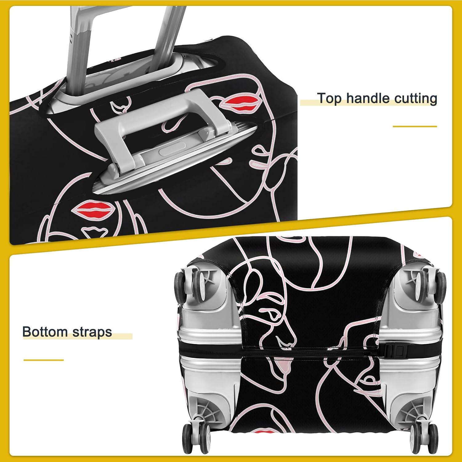 24 Inch PVC Luggage Protector Covers for TSA Approved Clear Suitcase Cover Protector Transparent Luggage Protective Cover Set (Figure, Suitable for 23"-24")