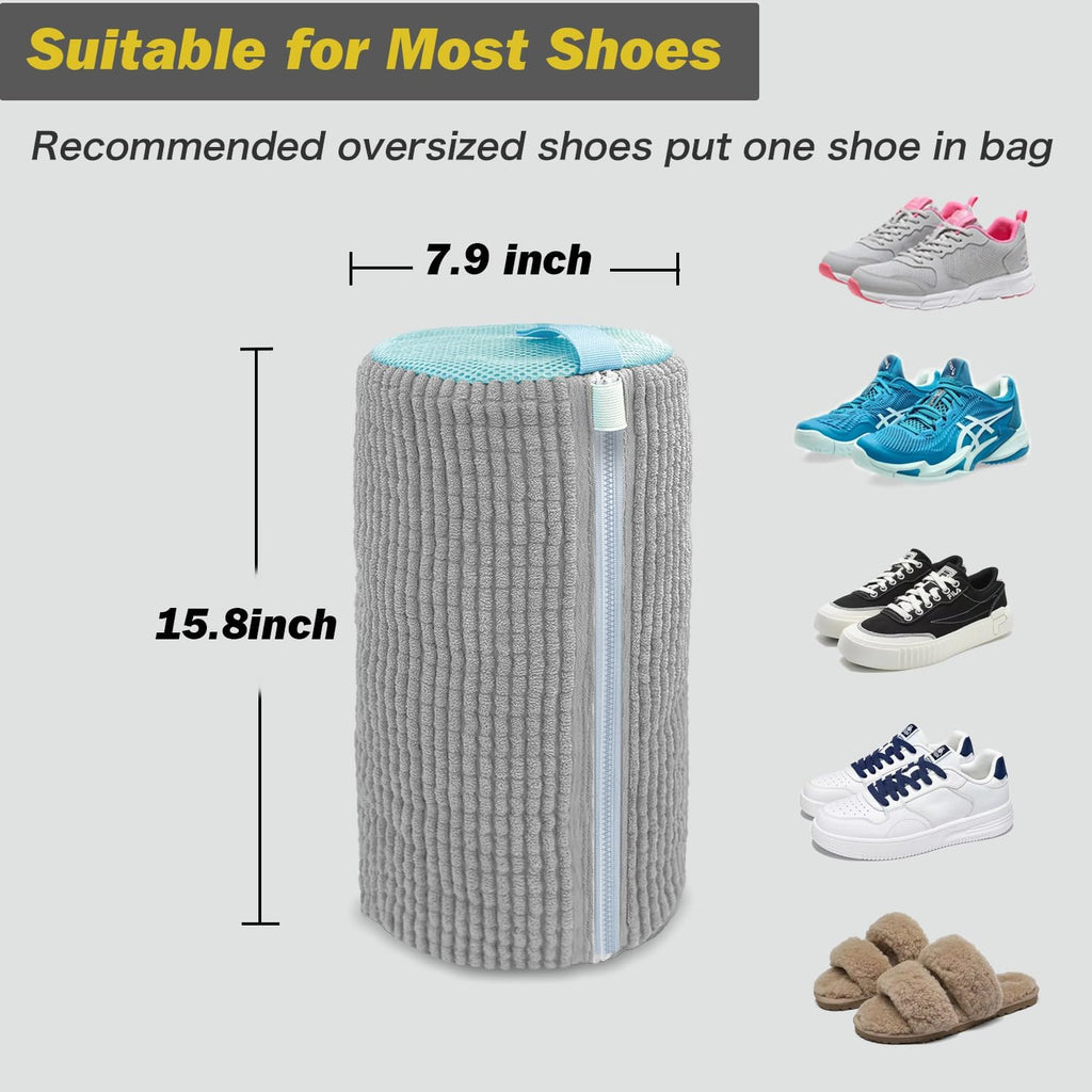 Shoe Washing Machine Bag,Laundry Shoe Bag for Washer and Dryer,Reusable Shoe Cleaning Bag for Sneakers,Tennis Shoes,With Self-locking Zipper, Microfiber Inside,Include Shoes Storage Bag