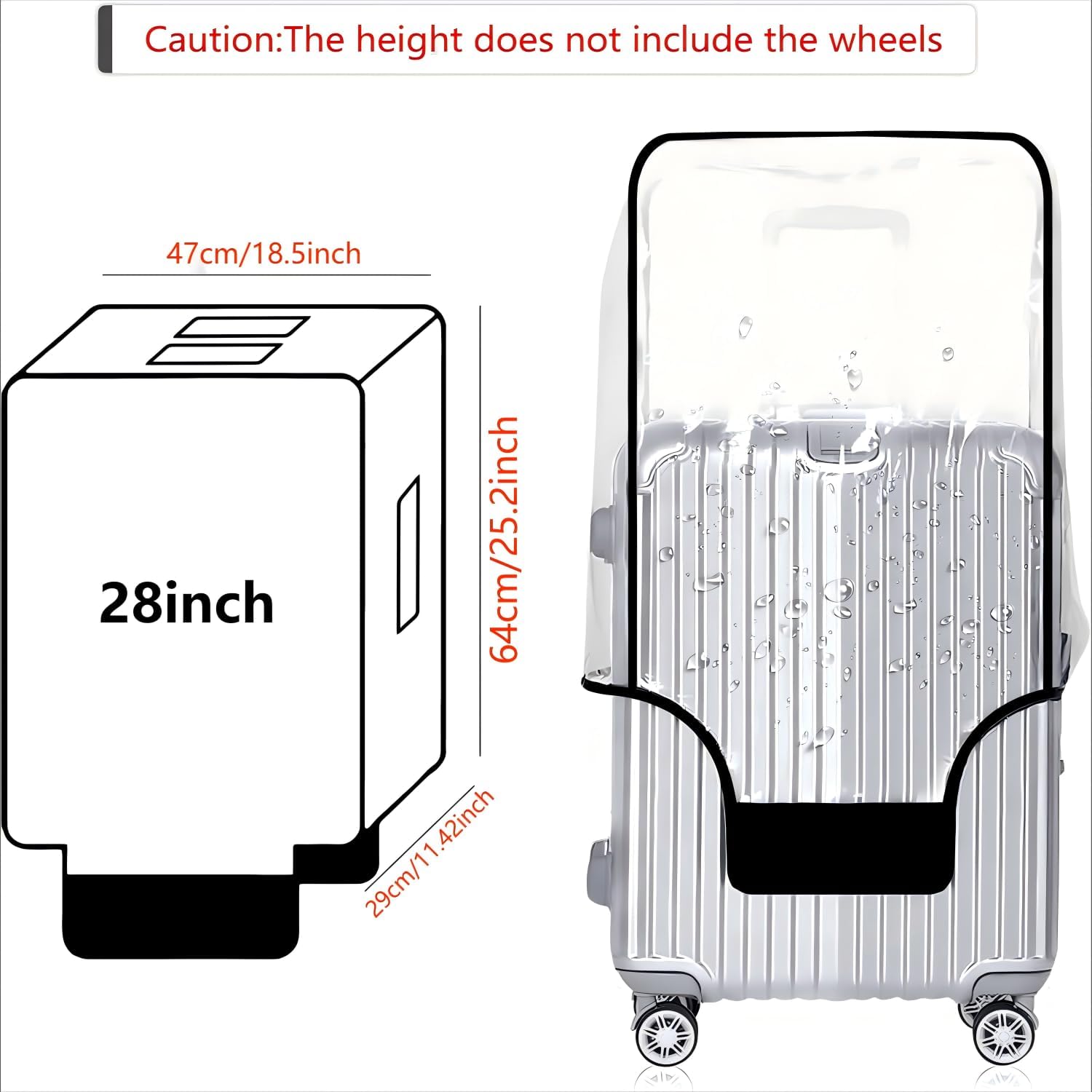 28 Inch PVC Luggage Protector Cover for TSA Approved Clear Suitcase Protector 28-29 Inch Transparent Luggage Protective Cover Case Suitable for 28"-29"