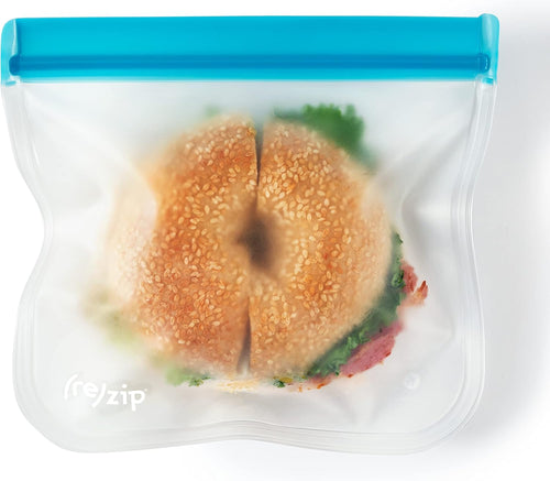 (re) zip 10-Pack Reusable Sandwich Lunch Bags | BPA-Free, Food Grade, Leakproof, Freezer Safe, Dishwasher Safe, Travel Friendly | 3.5 Cup / 28-Ounce | Aqua