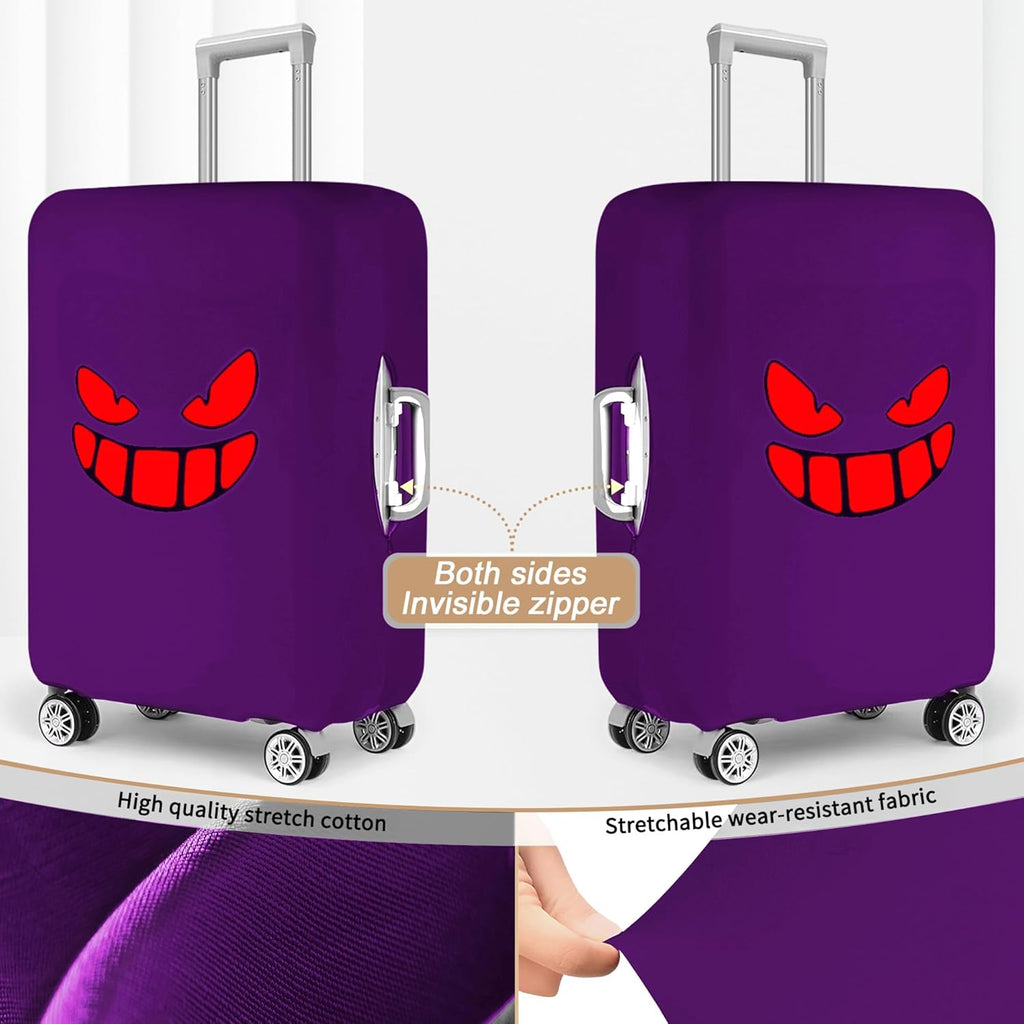 Travel Luggage Cover Thicker Spandex Suitcase Protector Elastic Washable Baggage Covers (L (for 27-28 inch luggage), Purple Eye)
