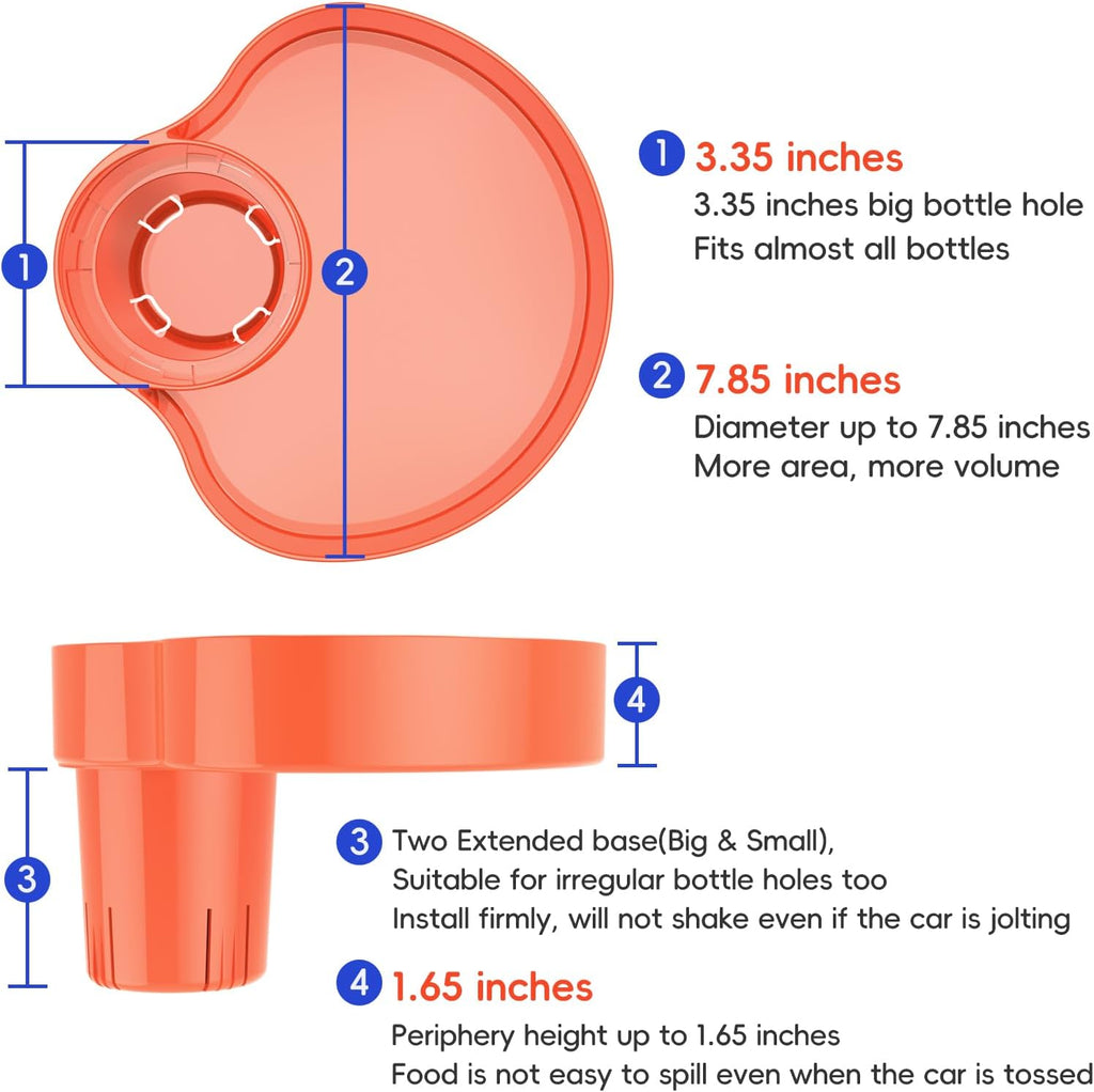 [2 Packs] Kids Car Seat Tray, Travel Tray with Cup Holder for Toddler Baby, Kids Car Seat Food Snack Organizer for Road Trip, Stroller snack Organizer Travel Must Haves Toddler Must Haves (Orange)