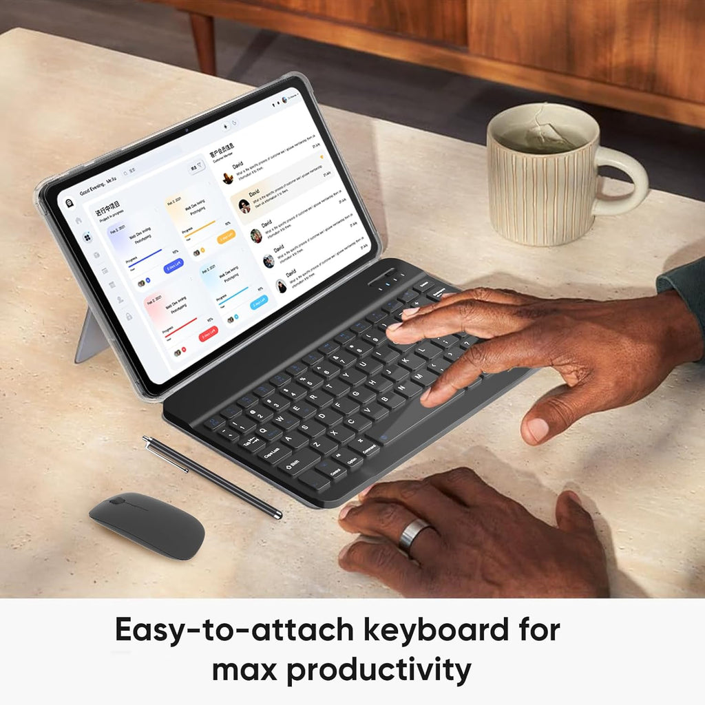 2025 Android 15 Tablet, 12GB+64GB+1TB Expand, 10inch Tablet Productivity Bundle with Keyboard Case, Stylus Pen, Octa-core CPU, Dual Camera, WiFi6, 6000mAh Battery+18W Fast Charge, Support Face Unlock