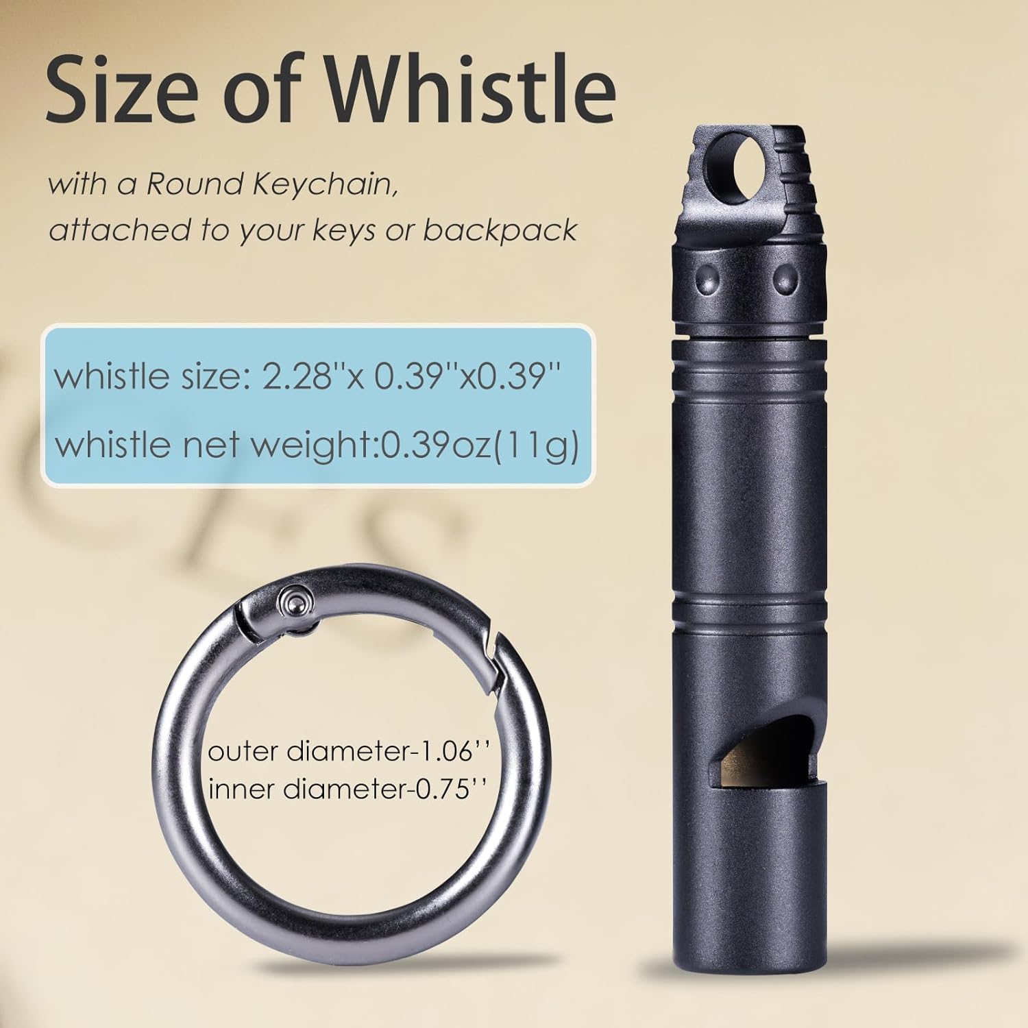 Whistle Emergency,Titanium Loud Whistle up to 120db,Emergency Survival Whistles Keychain for Kids Women Men,Safety Whistles for Camping Hiking-Black