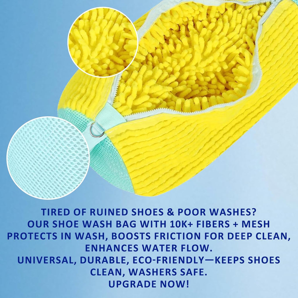 Shoe Washing Machine Bag Reusable Shoe Cleaning Bag for All Types Laundry Shoe Bag for Washer and Dryer (Yellow Gray)