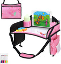 Kids Travel Tray, Travel Tray for Kids Car Seat, Toddler Car Seat Lap Tray, Carseat Tray for Kids Travel, Carseat Table Tray for Kids Travel Activities (Light Pink)