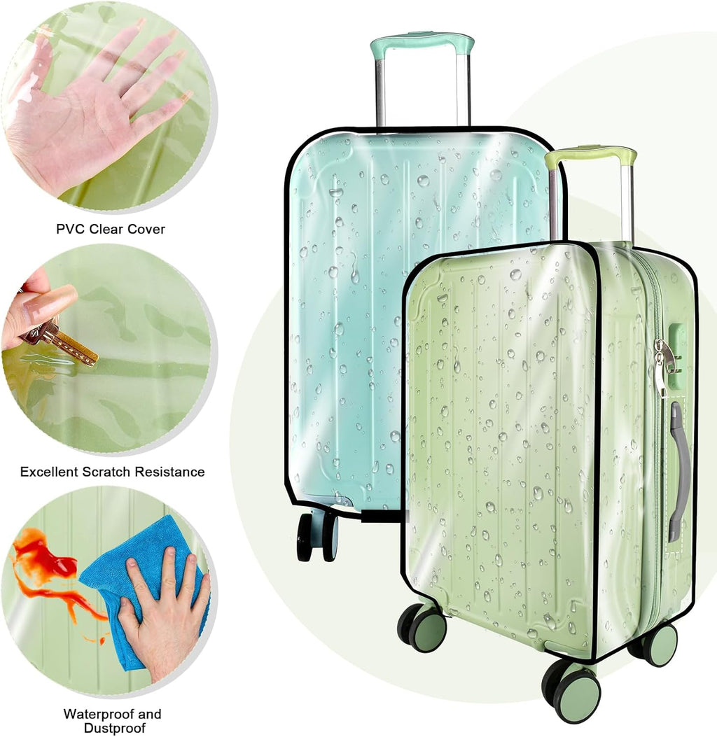 3 Pieces Thicken Clear Luggage Cover Protector, 20" 24" 28" PVC Luggage Covers for Suitcase Waterproof Dustproof Anti-scratch Travel Suitcase Covers Case for Wheeled Luggage
