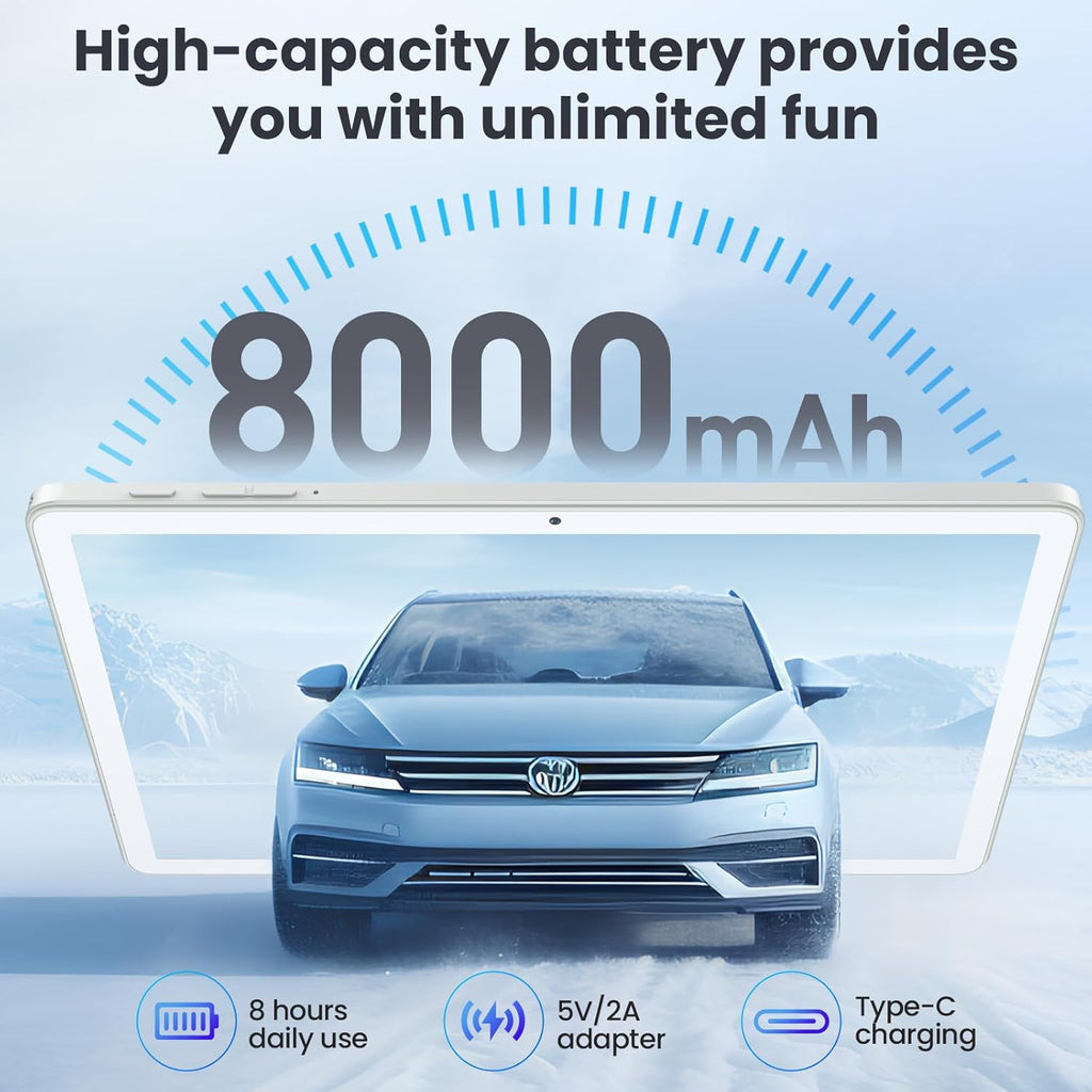 11 Inch Tablet, Android 14 Tablet with Sim Card Slot, 128GB+16GB+1TB Expandable, 2.0Ghz Octa-Core, 8000mAh Battery, Incell Screen, 21+8MP Dual Camera, 5G WiFi, Tableta with Keyboard/Mouse/Case, Gray