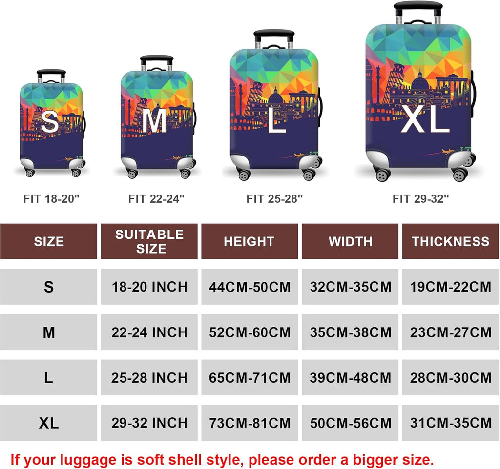 WUJIAONIAO Travel Luggage Cover Spandex Suitcase Protector Washable Baggage Covers (L (for 25-28 inch luggage), City)