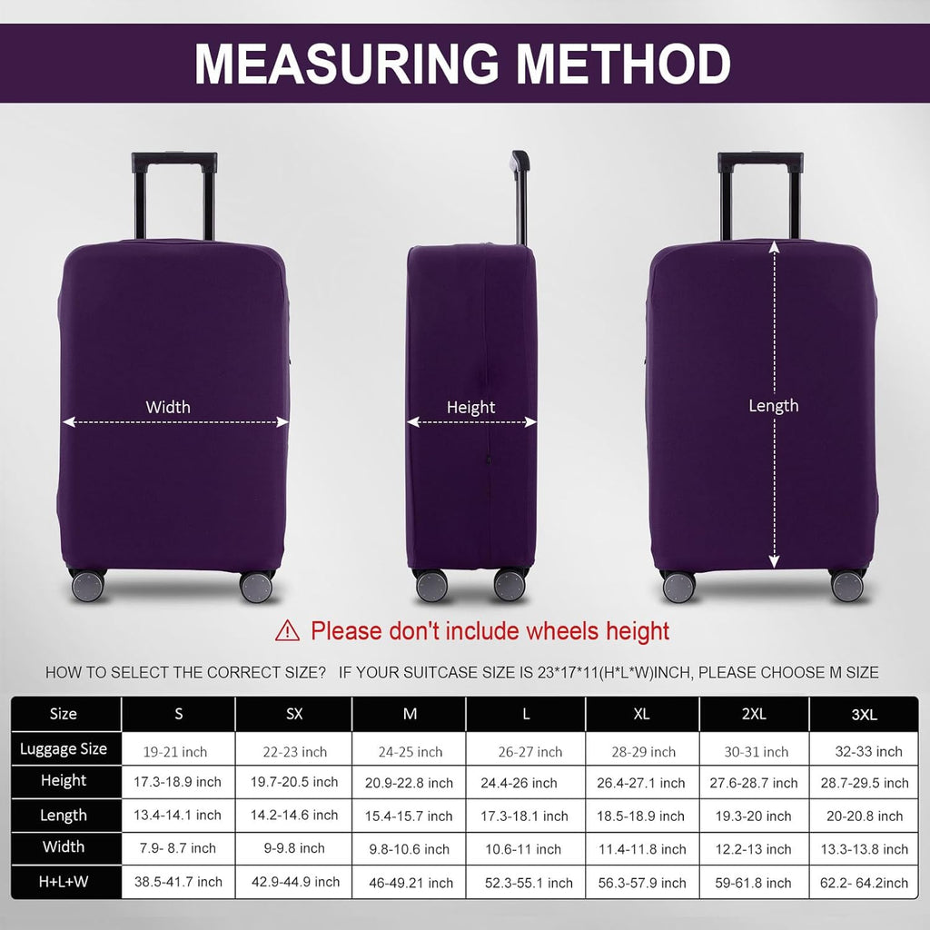 Travel Luggage Cover Protector Scratch-Resistant Fit 19-33 Inch Suitcase, Elastic Luggage Compartment Cover, Protective Cover, Dust CoveNot Included Suitcase (Purple, 3XL(32-33inch))
