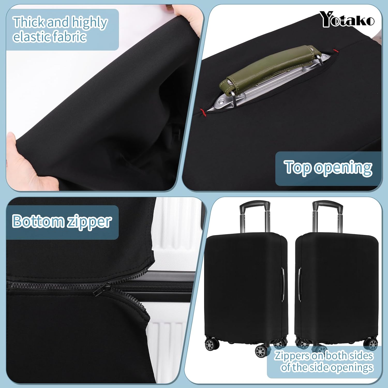Yotako Luggage Cover,Thicker Luggage Protector Elastic Suitcase Cover Protector, Travel Anti Scratch Fits 18-32 Inch Suitcase Travel Accessories (24", Black)