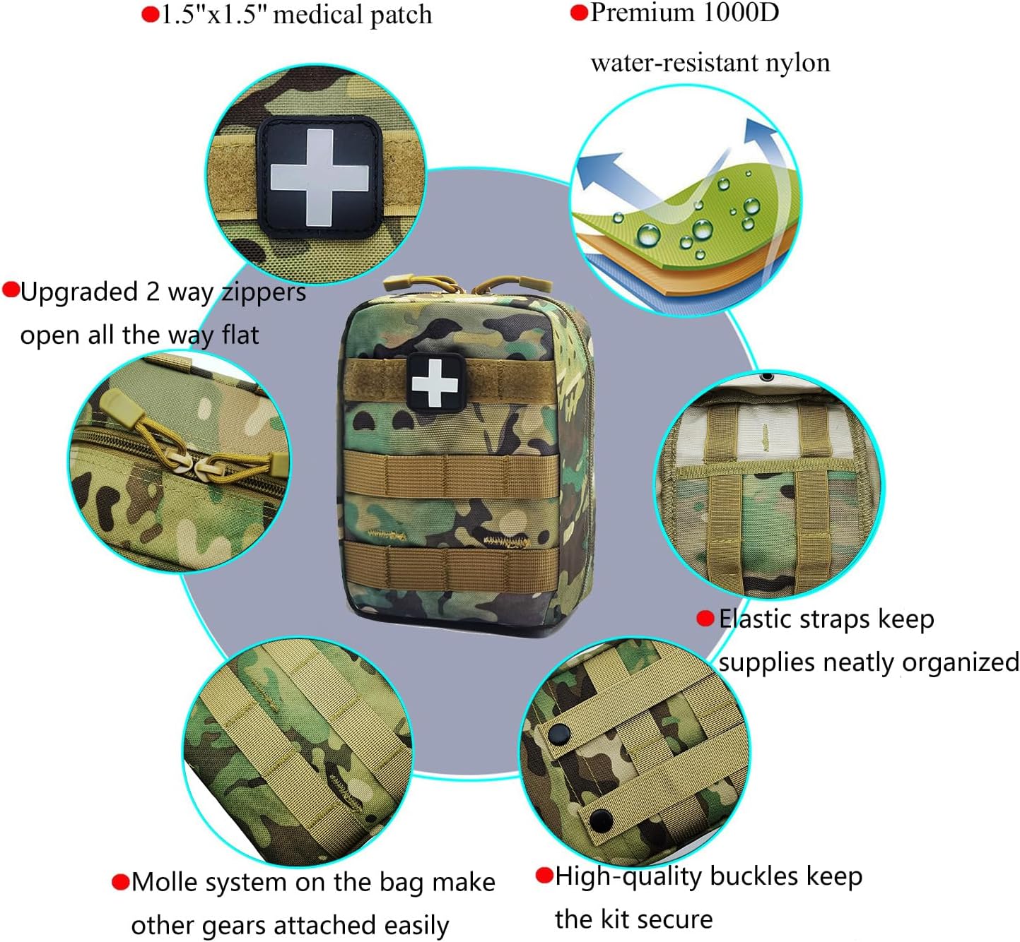 Carlebben EMT Pouch MOLLE Ifak Pouch Tactical MOLLE Medical First Aid Kit Utilit Camouflage