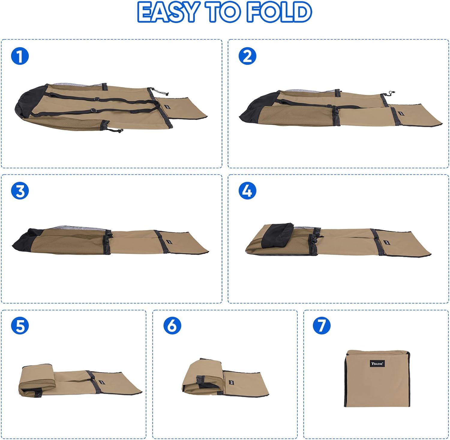 BALEINE 150L Laundry Bag Backpack, 900D Oxford Fabric Large Travel Laundry Bags with Shoulder Straps and 2 Mesh Pockets for College Dorm, Apartment, Laundromat (Khaki, 150L)