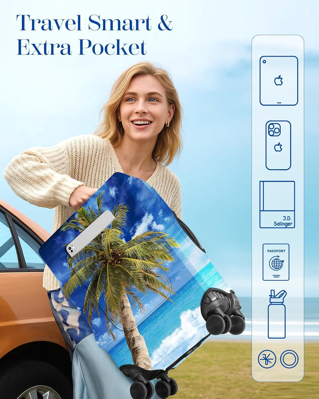 Slohif Luggage Cover for Suitcase Tsa Approved Protector - Luggage Sleeve Large Suit Case Cover Travel Stretch Baggage Case Protective Washable Fit 30-32 Inch Hawaii XL