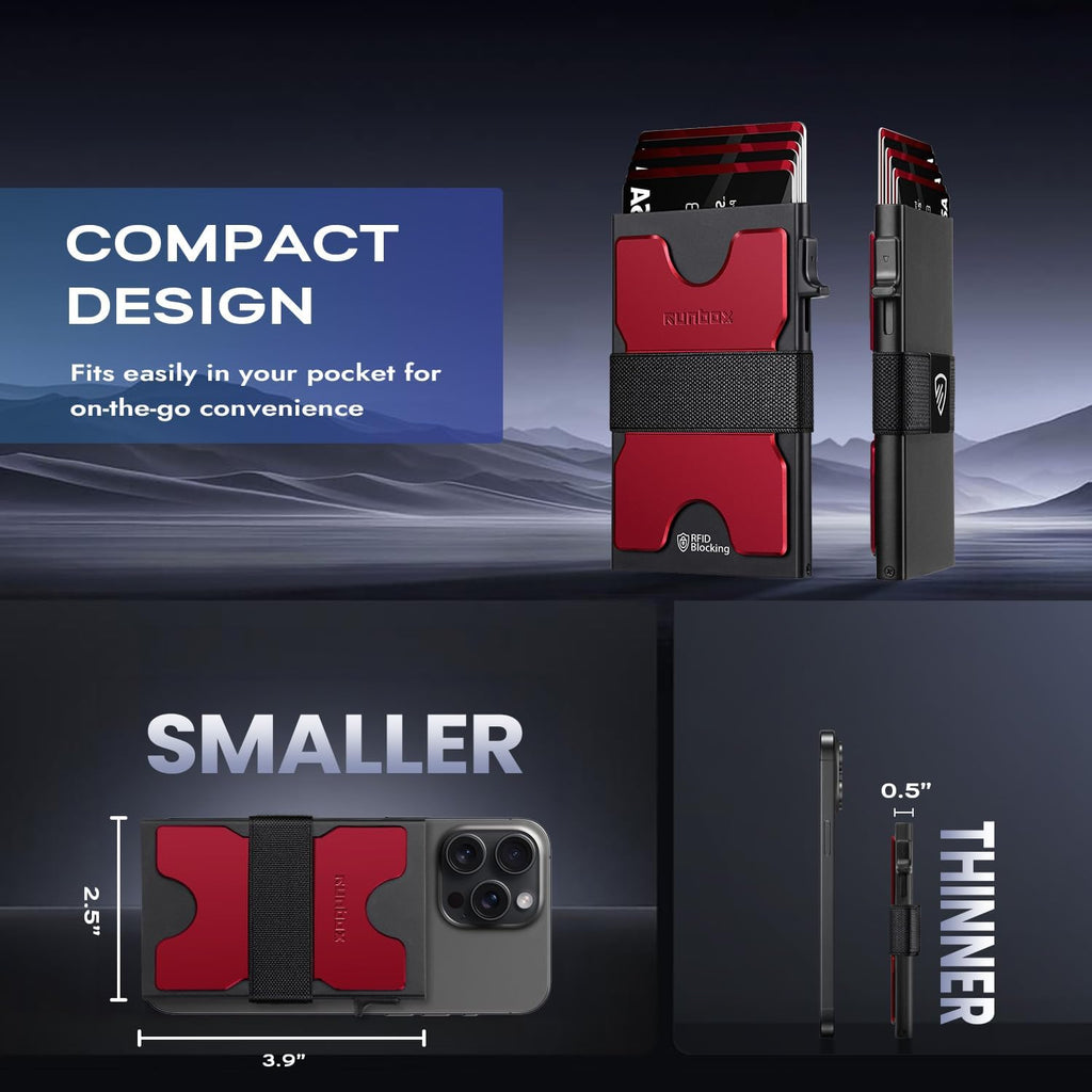 Mens Business Card Holder, Slim Card Wallet for Men and Women, Minimalist RFID Blocking Wallet with Pop-Up Function, Thin Design, Metal Cases Holds 6+6 Cards, Gifts for Men, Men's Accessories